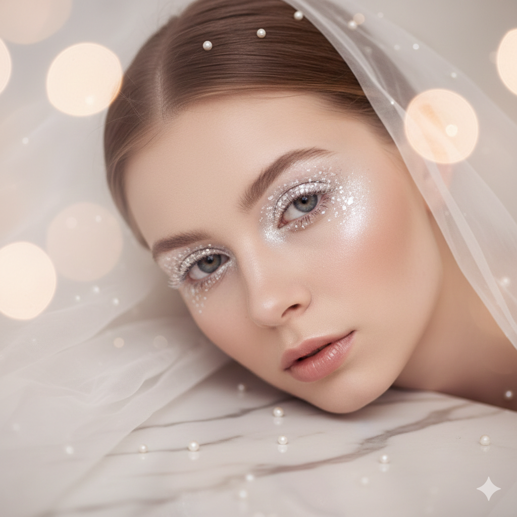 White glittery eye pen