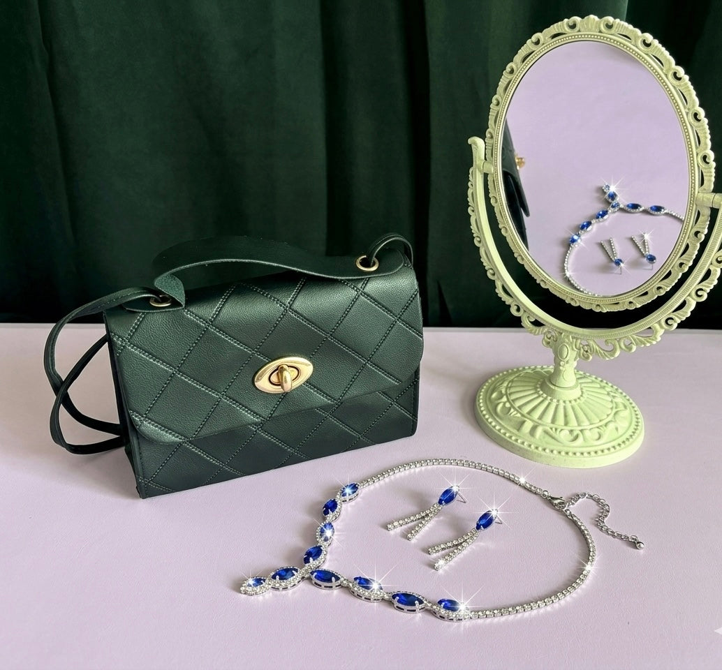 Royal Blue Marquise Crystal Jewelry Set