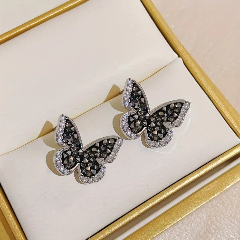 Butterfly rhinestones Ear studs