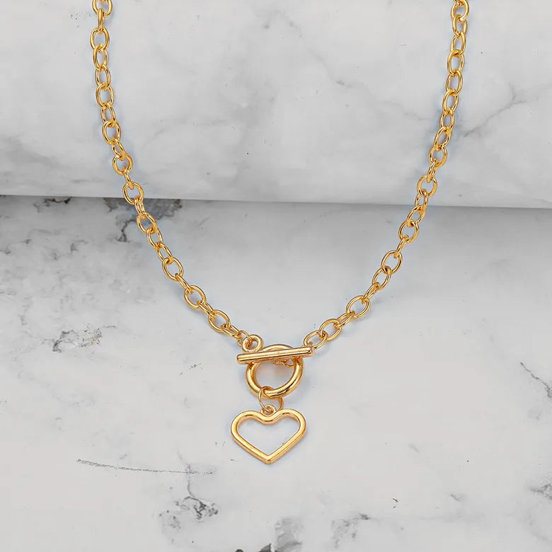 Silver heart lock necklace