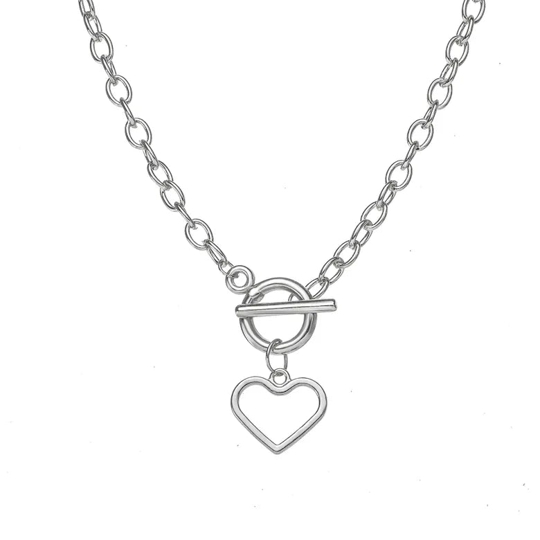 Silver heart lock necklace