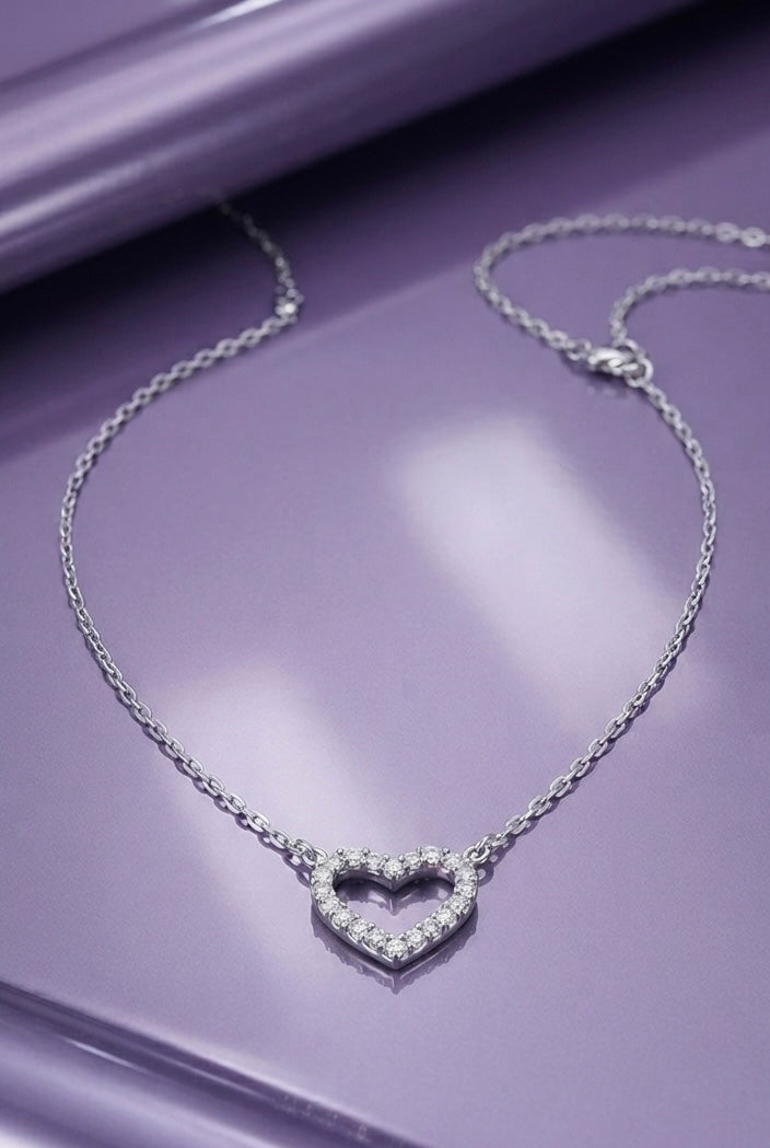 Silver plain heart chain