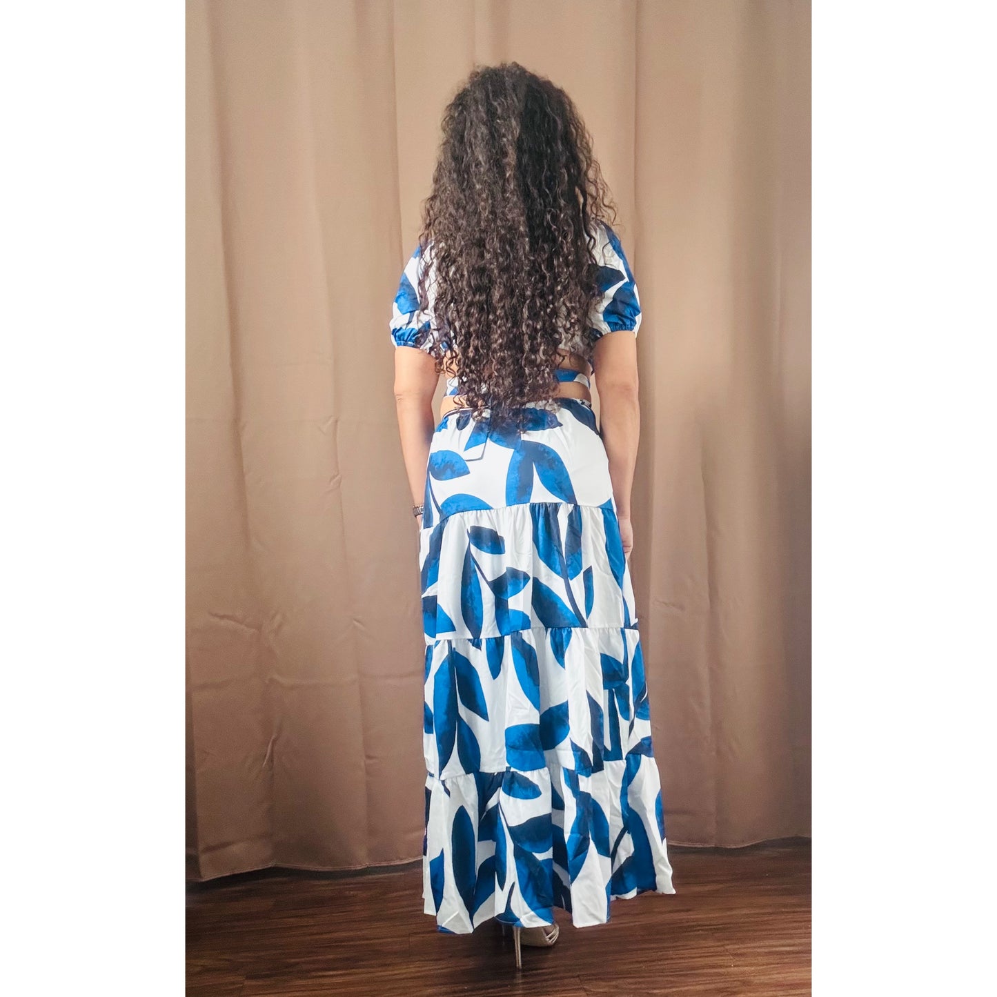 Floral shoulder long dress
