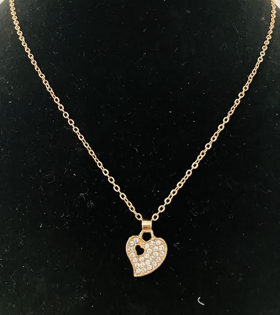 Silver and Gold heart shaped necklace set