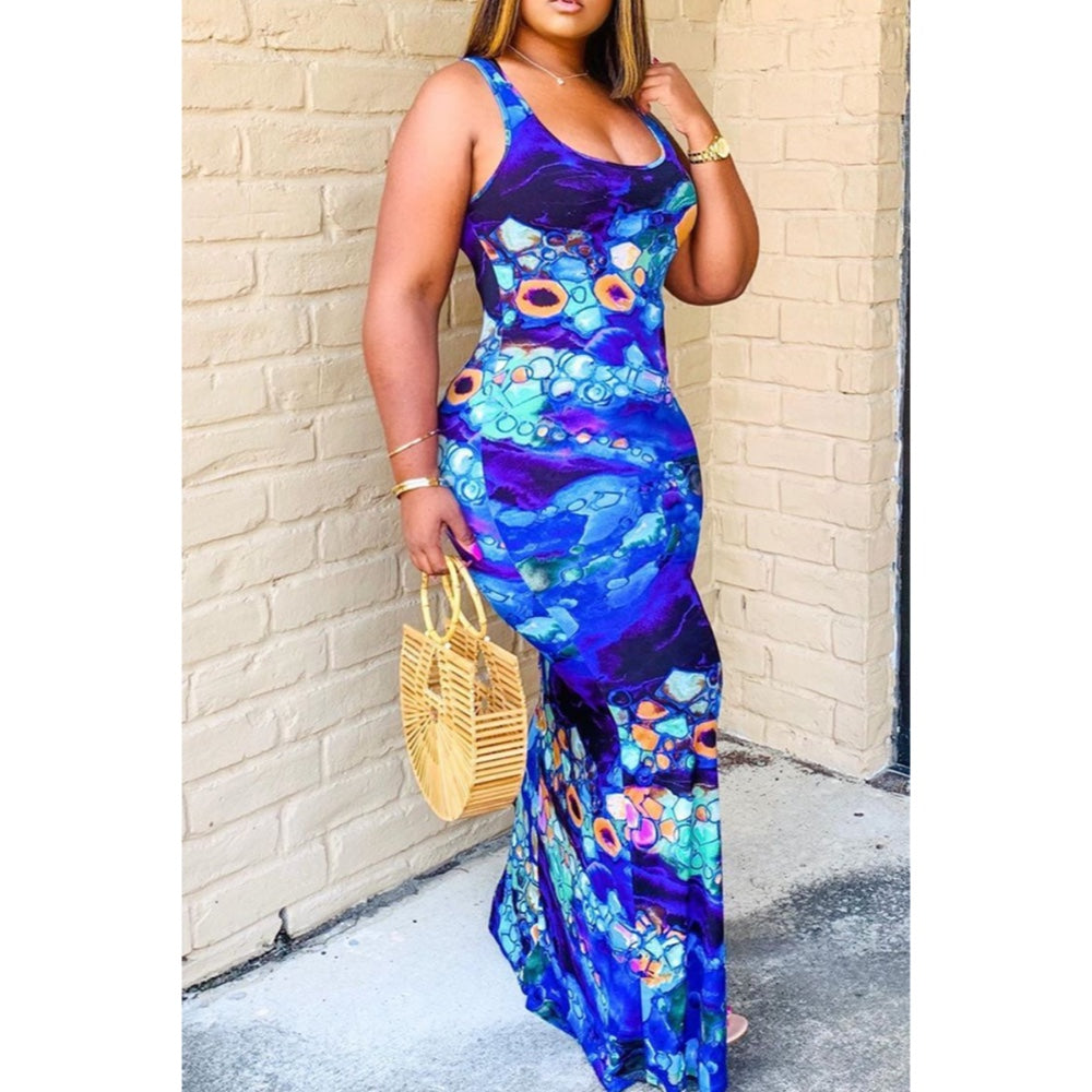 Long tie dye maxi dress