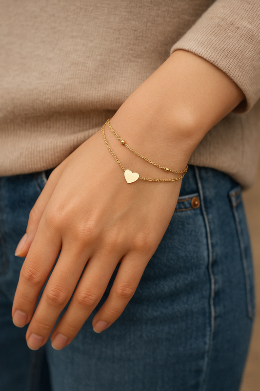 Gold Single Heart Bracelet