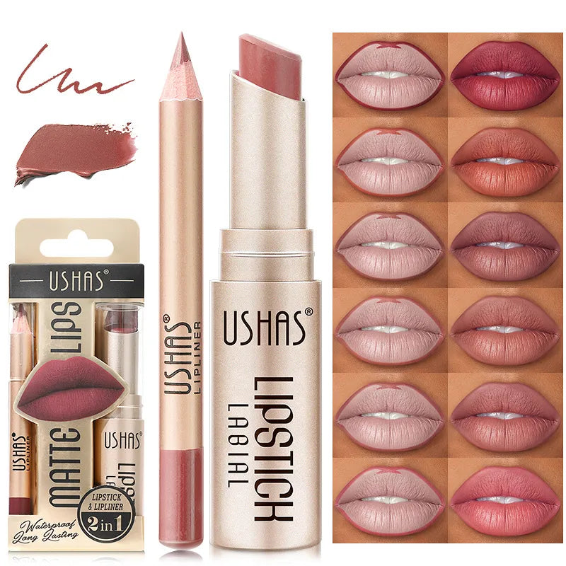 Matte lipstick and eyeliner