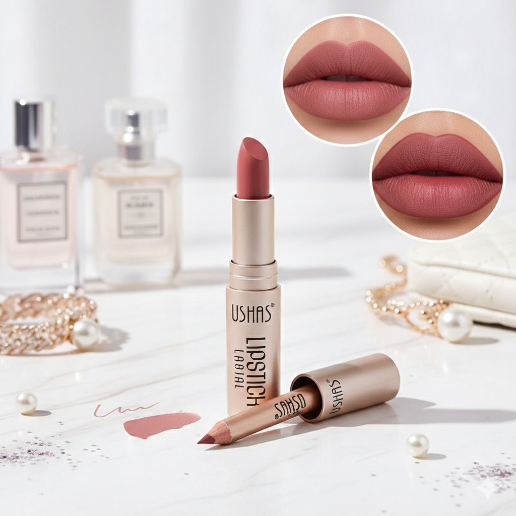 Matte lipstick and eyeliner