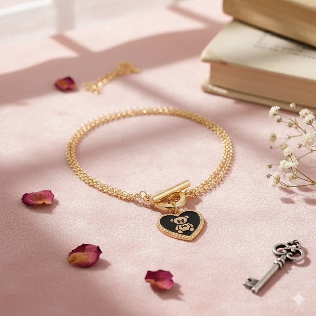 Teddy bear gold bracelet