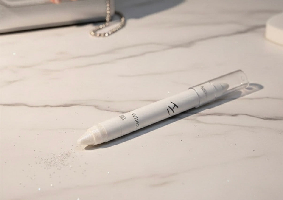 White glittery eye pen