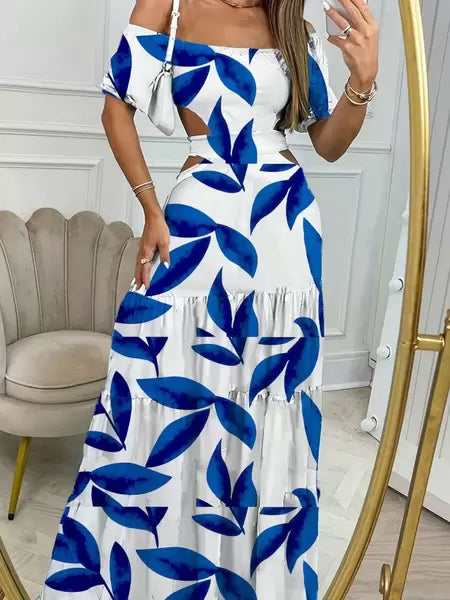 Floral shoulder long dress