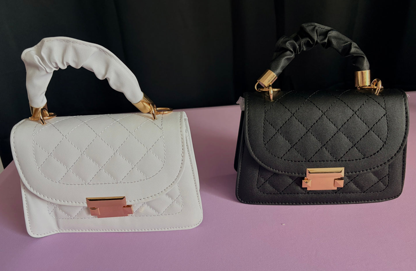Ruched Handle Quilted Mini Handbags