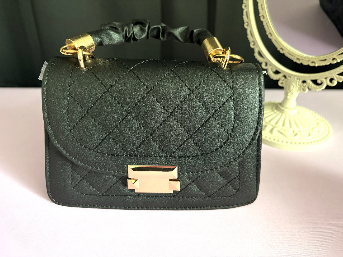 Ruched Handle Quilted Mini Handbags