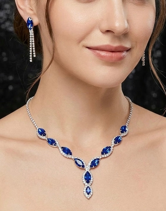 Royal Blue Marquise Crystal Jewelry Set