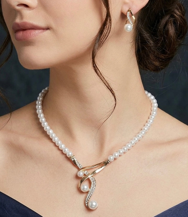 Pearl Gold Swirl Jewelry Set