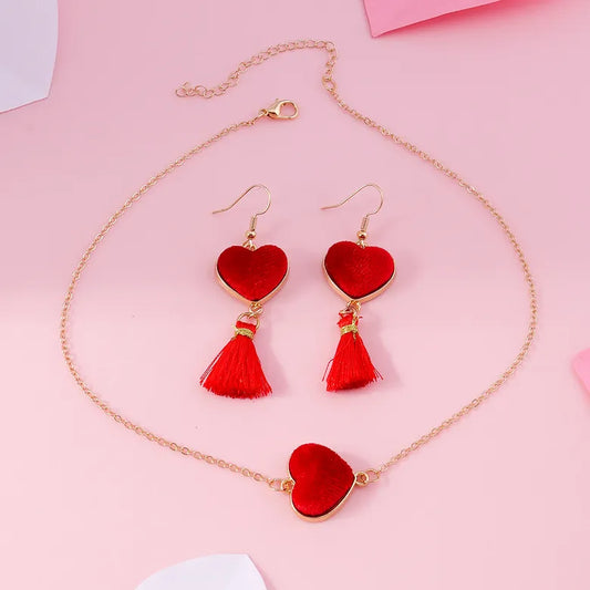 red heart shaped women set with a pink background