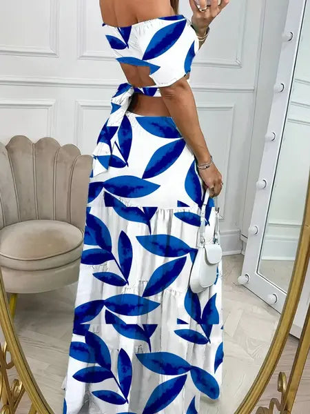 Floral shoulder long dress