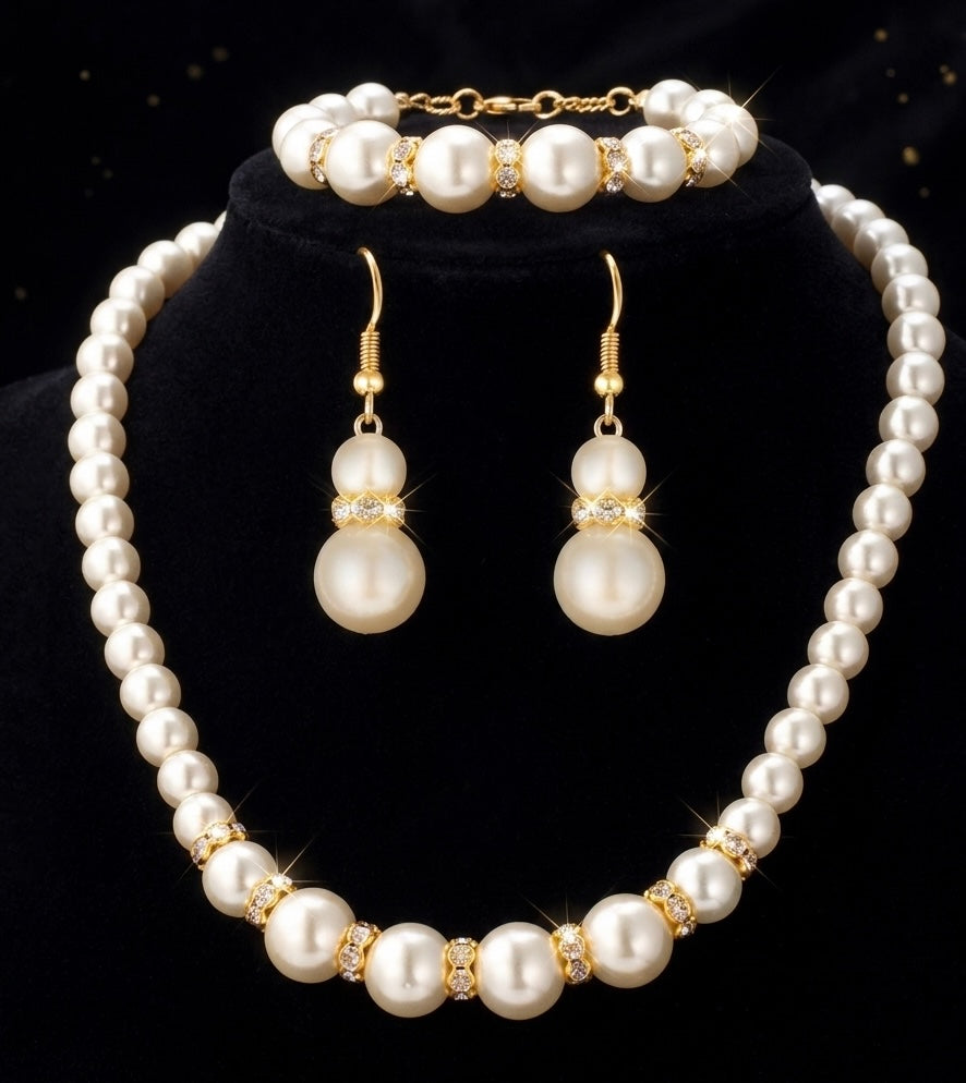 White pearl and gold set