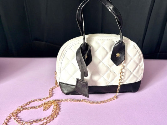 Black and white quilted crossbody bag