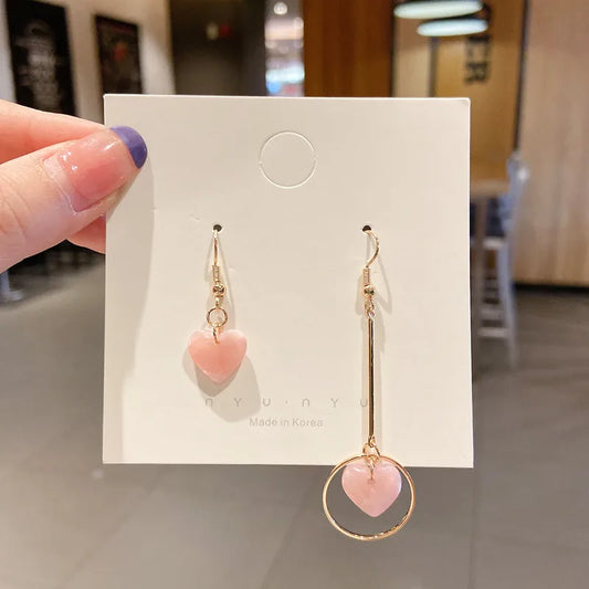 Pink hearted earring
