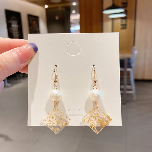 Transparent square pearl Gold