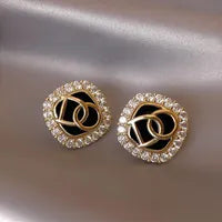 Silver black gold design earrings