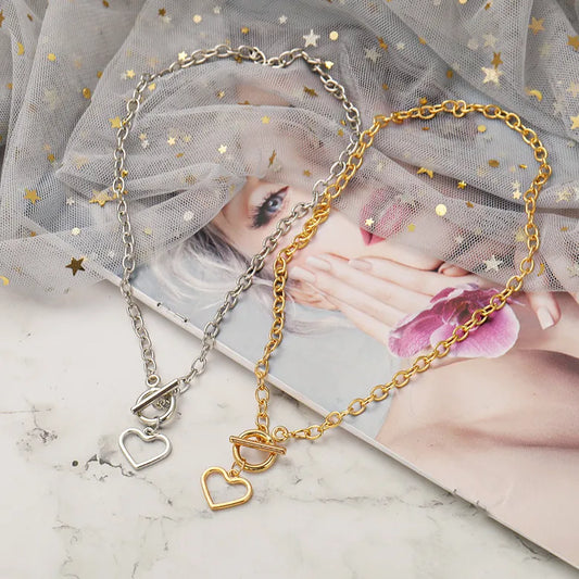 Silver heart lock necklace