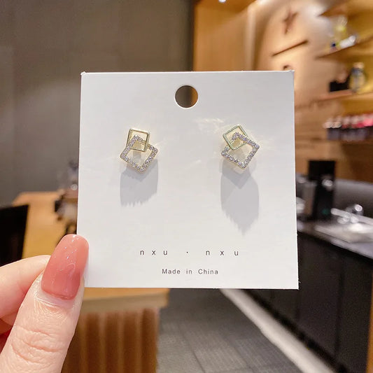 Square Geometric Stub Earrings