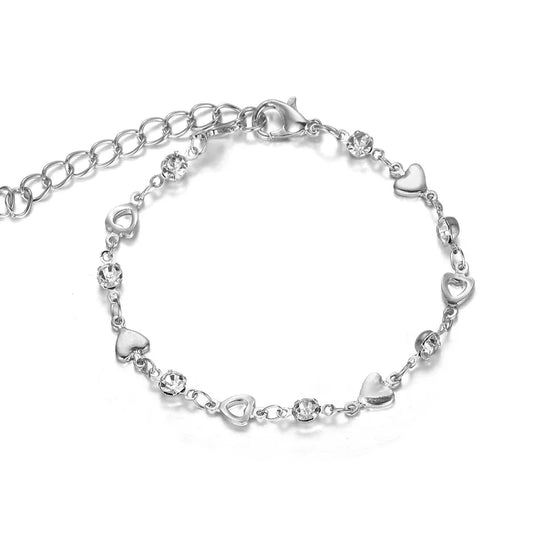 Silver heart shaped alloy bracelet