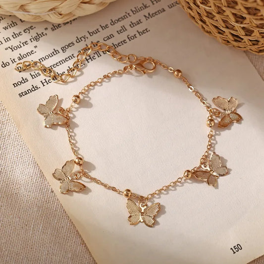 gold multi butterfly bracelet