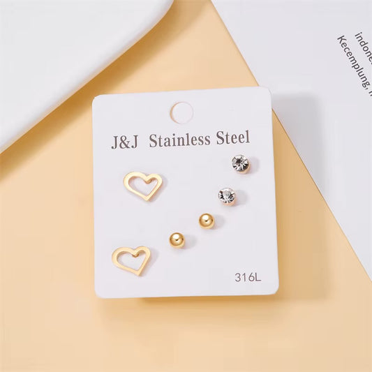 Stainless Steel Silver heart studs