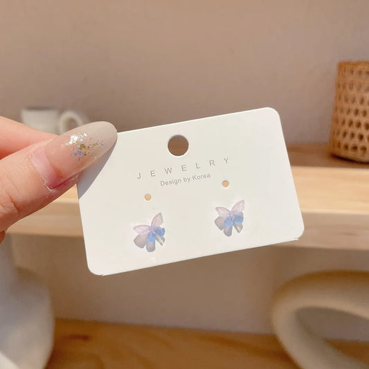 Blue Transparent Butterfly Stud