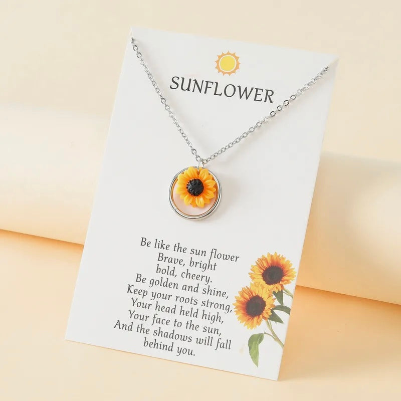 Sunflower Silver Necklace