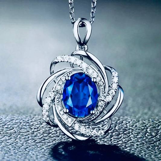 Blue Gemstone silver necklace