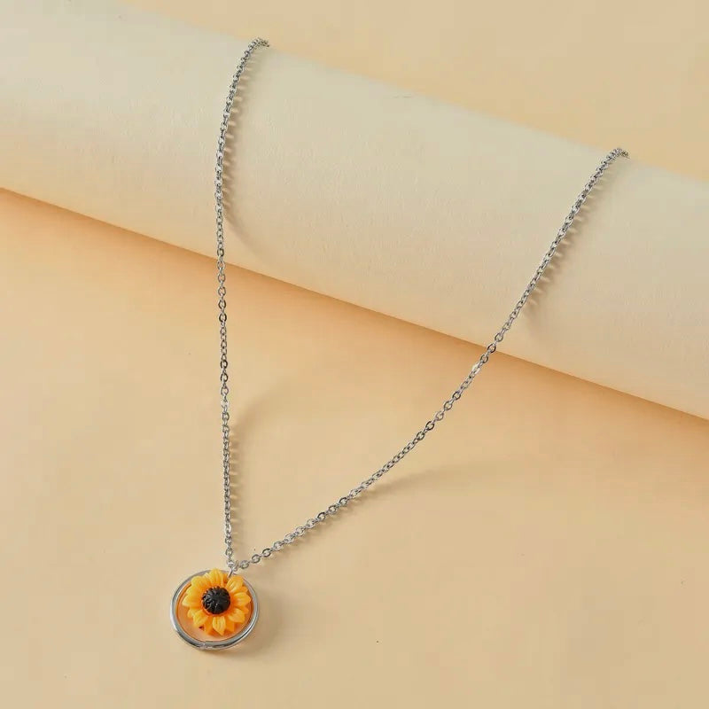 Sunflower Silver Necklace