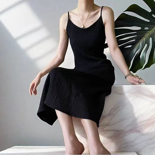 Elegant Black Spaghetti Strap Dress