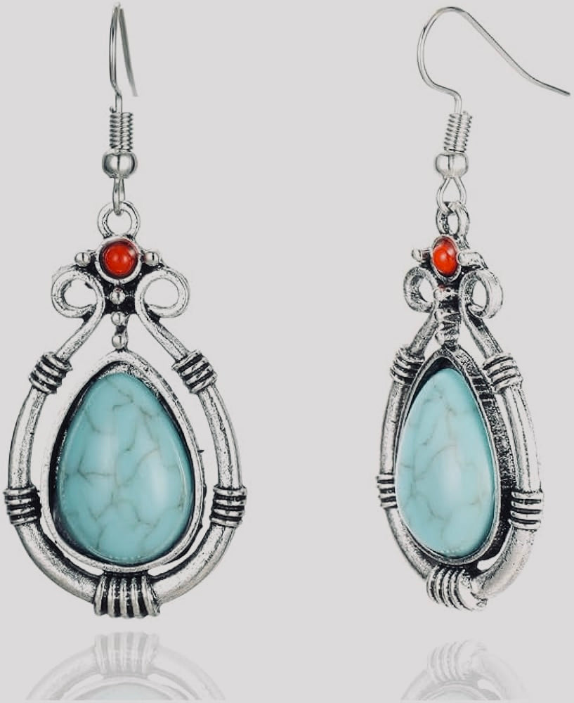 Torquise earring sideways 