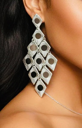 Silver Diamond Shape Dangling Earrings