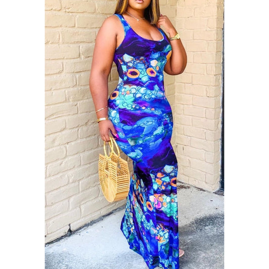 Long tie dye maxi dress